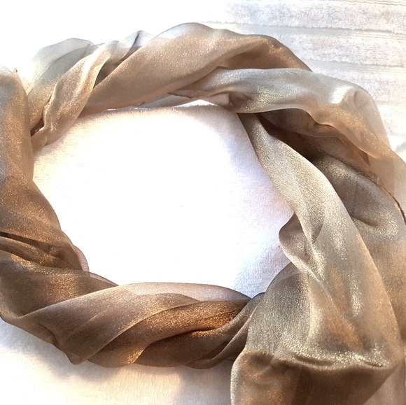 NEW Gold Bronze chiffon sheer scarf shawl for prom wedding gala banquet party - Picture 2 of 4